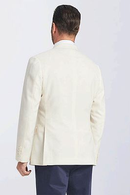 Ivory Double Breasted Mens Wedding Tuxedo Blazer Jacket