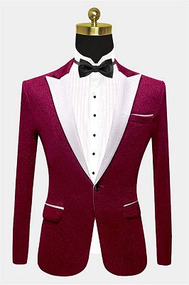 Zander Fuchsia Glitter Tuxedo Jacket | Sequin Slim Fit Prom Men Suits_1