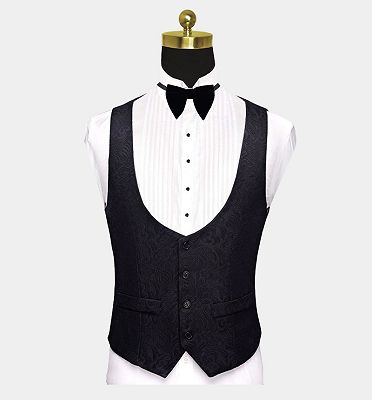 Business Black Men Suits | Formal Three Pieces Jacquard Wedding Suits_3