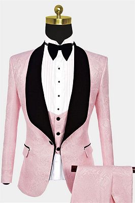 Unique Pink Jacquard Tuxedo Online | Prom Suits for Guys_1