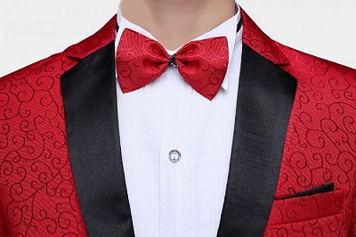 Red Jacquard Tuxedo Jacket Online | Glamorous Men Suits with One Button_3