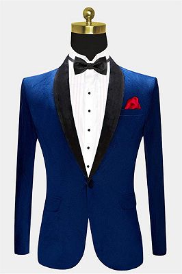Blue Velvet Blazer for Men | One Piece Shawl Lapel Tuxedo_1