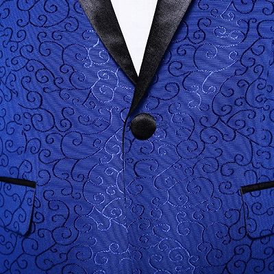 Royal Blue Jacquard Tuxedo Jacket | Stylish Slim Fit Blazer for Men_5