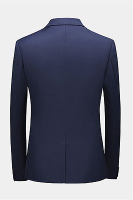 Navy Blue Formal Business Tuxedo | Shiny Notched Lapel Prom Suits for men