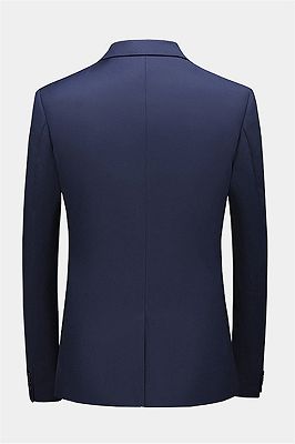 Navy Blue Formal Business Tuxedo | Shiny Notched Lapel Prom Suits for men_2
