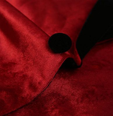 Burgundy Velvet Prom Men Suits | One Button Boyfriend Blazer_4