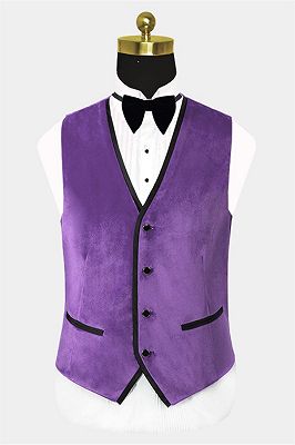 Iris Purple Velvet Tuxedo with Peak Lapel | Three Pieces Slim Fit Men Suits for Prom_2