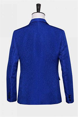 Royal Blue Jacquard Tuxedo Jacket | Stylish Slim Fit Blazer for Men