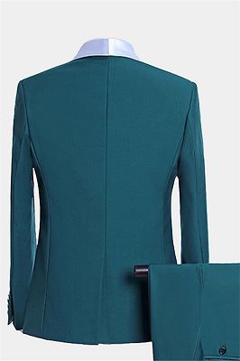 Teal Blue Tuxedo with Light-colored Trim | Formal Business Men Suits