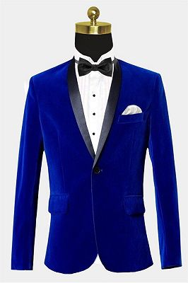 Royal Blue Velvet Tuxedo Jacket | Shawl Lapel Prom Suits Online_1
