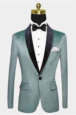 Turquoise Velvet Tuxedo Jacket | Scott One Button Prom Blazer_1