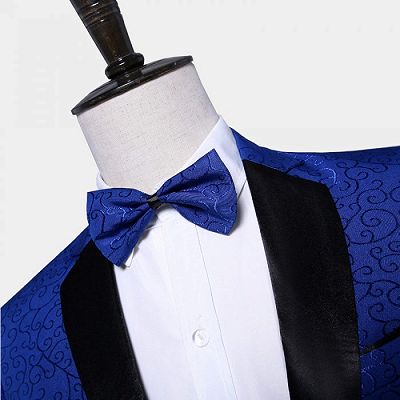Royal Blue Jacquard Tuxedo Jacket | Stylish Slim Fit Blazer for Men_3