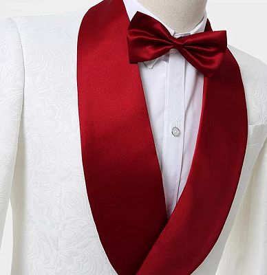 Double Breasted Floral White Men Suits | Unique Two Pieces Slim Fit Tuxedo_3
