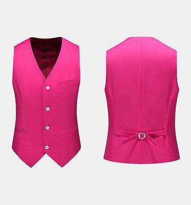 Hot Pink Three Pieces Prom Men Suits | Dante Peak Lapel Tuxedo_3