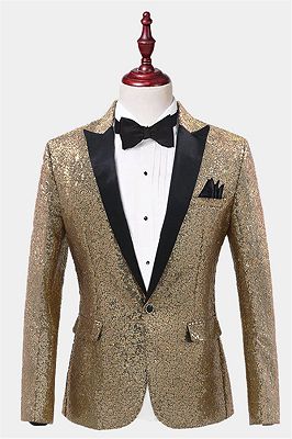 Sparkly Gold Sequin Tuxedo Blazer | Men Suits for Prom_1