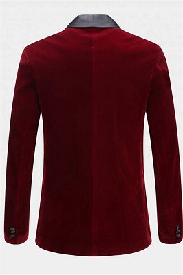 Burgundy Velvet Blazer Jacket | Two Pieces Shawl Lapel Men Suits