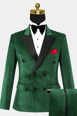 Dark Green Velvet Men Suits | Modern Slim Fit Tuxedo Online