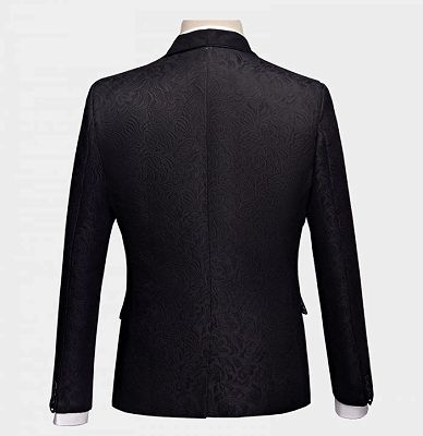 Business Black Men Suits | Formal Three Pieces Jacquard Wedding Suits