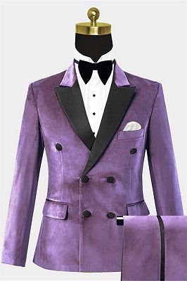Lavender Velvet Tuxedo with 2 Pieces | Double Breasted Slim Fit Prom Suits online
