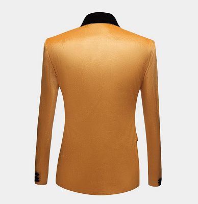 Yellow Velvet Blazer Suits | Slim Fit One Button Prom Tuxedo_2