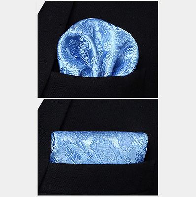 Light Blue Party Prom Paisley Mens Waistcoat with Tie Set_4