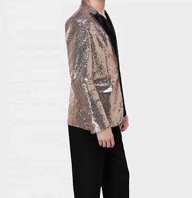 Sparkly Gold Sequin Tuxedo Blazer | Men Suits for Prom_4