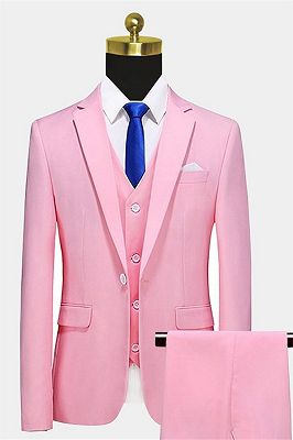 Light Pink Suits for Men with 3 Pieces | Notched Lapel Slim Fit Tuxedo
