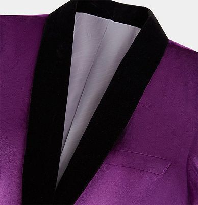 Simple Purple Velvet Men Suit | One Piece Mens Slim Suits_3