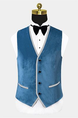 Cerulean Blue Velvet Tuxedo | Three Pieces Mens Skinny Fit Suits_2