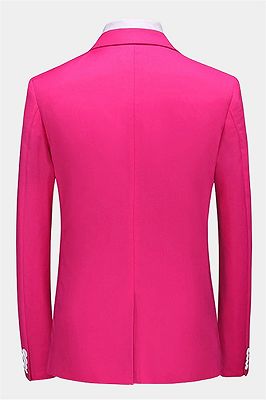 Hot Pink Three Pieces Prom Men Suits | Dante Peak Lapel Tuxedo_2