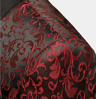 Burgundy Paisley Tuxedo Jacket | Glamorous Jacquard Blazer for Prom_3