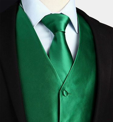 Silk Emerald Green Waistcoat And Tie Set_3