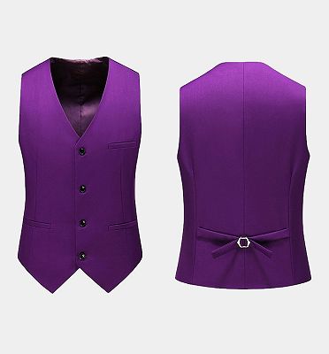 Purple Men Suits For Prom | Three Pieces Tuxedo with Notched Lapel_3