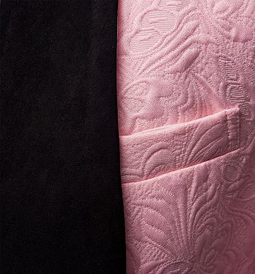 Gorgeous Pink Jacquard Prom Suits | Three Pieces Men Suits with Black Lapel_3