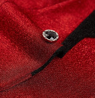 Red Glitter Peak Lapel Blazer | Gael One Buttton Men Suit_4