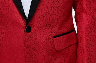 Red Jacquard Tuxedo Jacket Online | Glamorous Men Suits with One Button_4