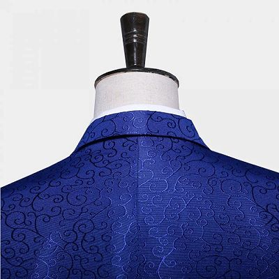 Royal Blue Jacquard Tuxedo Jacket | Stylish Slim Fit Blazer for Men_7