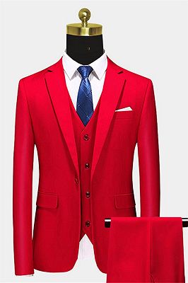 All Red Three Men Suits | Peak Lapel Fit Suit_1