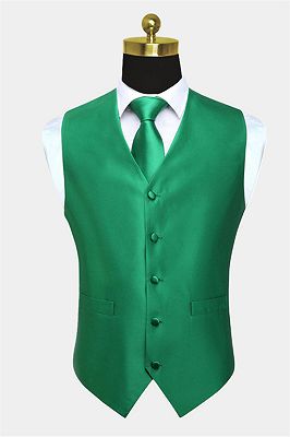 Silk Emerald Green Waistcoat And Tie Set_1