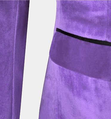 Iris Purple Velvet Tuxedo with Peak Lapel | Three Pieces Slim Fit Men Suits for Prom_4