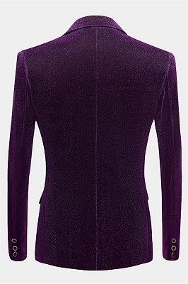 Shiny Purple Sequin Blazer Online | Peak Lapel Glitter Prom Men Suits_2