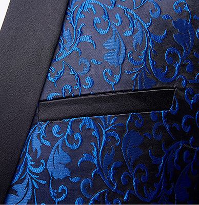 Blue Jacquard Tuxedo Jacket Online | Bespoke Slim Fit Men Suits for Prom_3