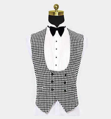 Black and White Houndstooth Tuxedo | Business Three Pieces Men Suits_3