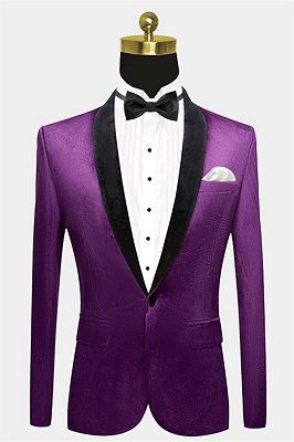 Simple Purple Velvet Men Suit | One Piece Mens Slim Suits