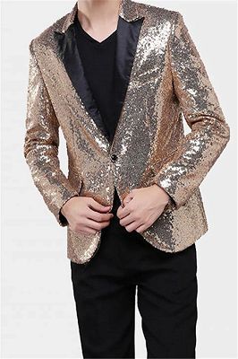 Sparkly Gold Sequin Tuxedo Blazer | Men Suits for Prom_2