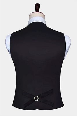 Silk Navy Blue Paisley Vest with Tie Set_2