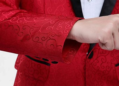 Red Jacquard Tuxedo Jacket Online | Glamorous Men Suits with One Button_5