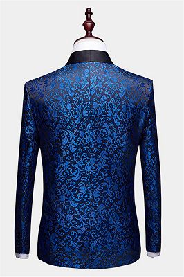Blue Jacquard Tuxedo Jacket Online | Bespoke Slim Fit Men Suits for Prom_2