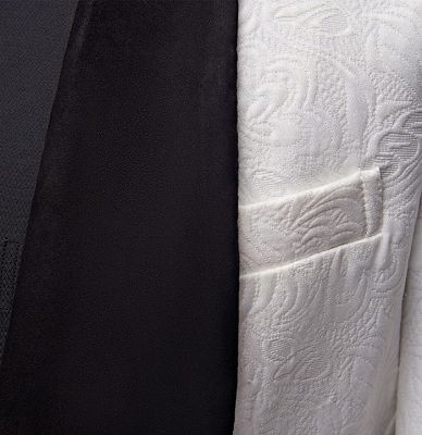 Floral White Men Suits with Black Lapel | Three Pieces Dinner Suits for Men_4