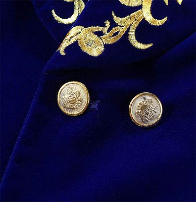 Royal Blue Blazer for Men | Gold Embroidered Lapel Velvet Jacket_4